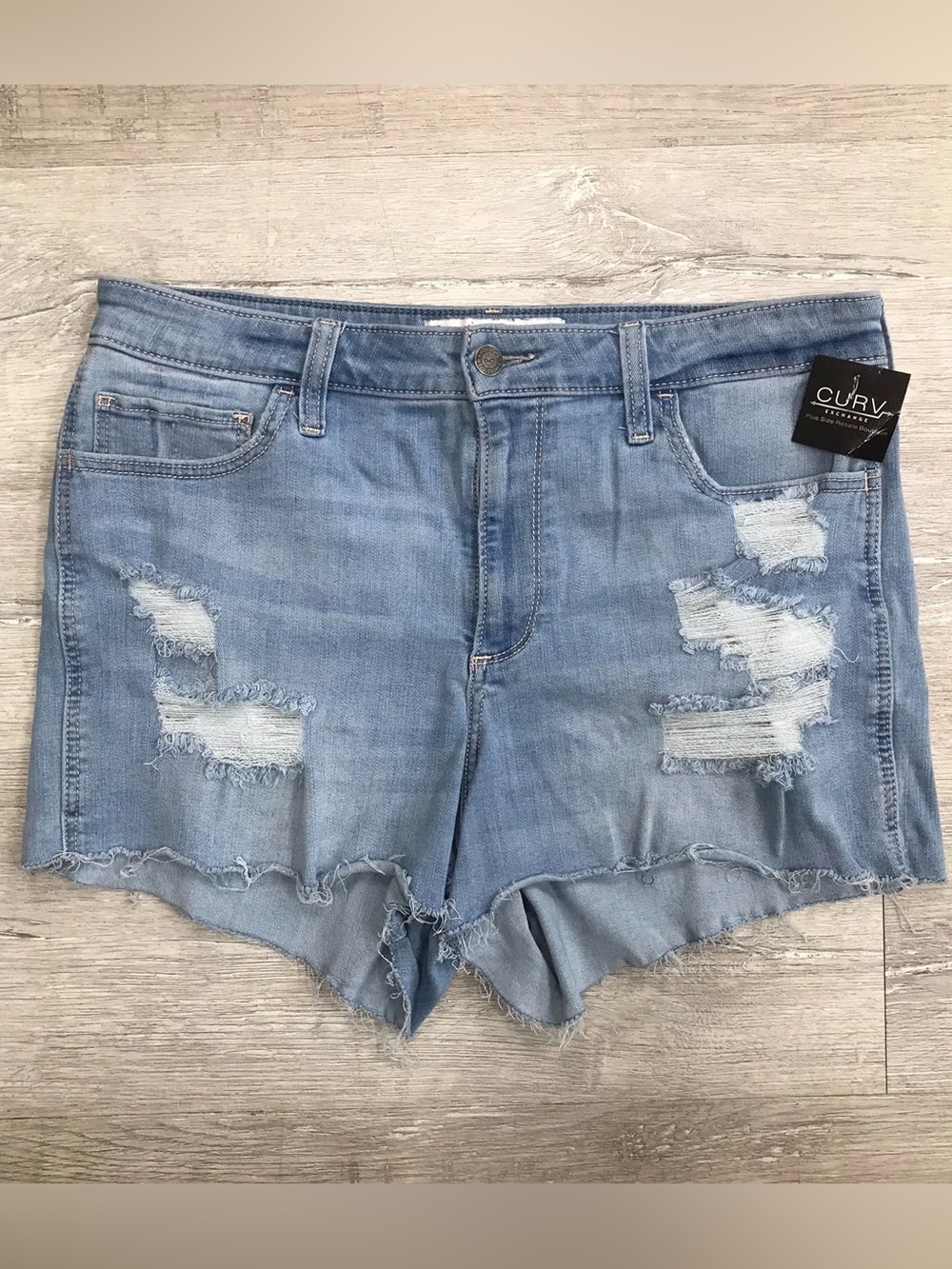 Hollister High-Rise Distressed 3" Blue Short -Size 15 (32)
